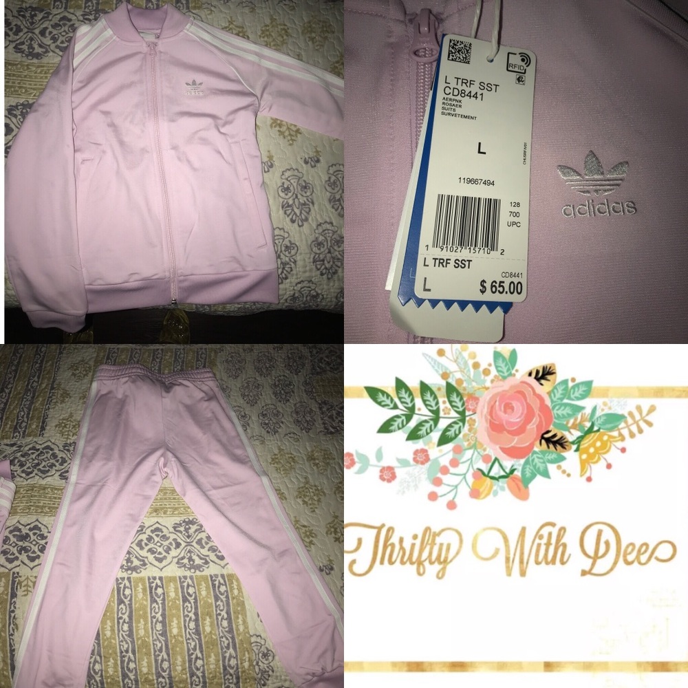 Girls Pink adidas Track Suit